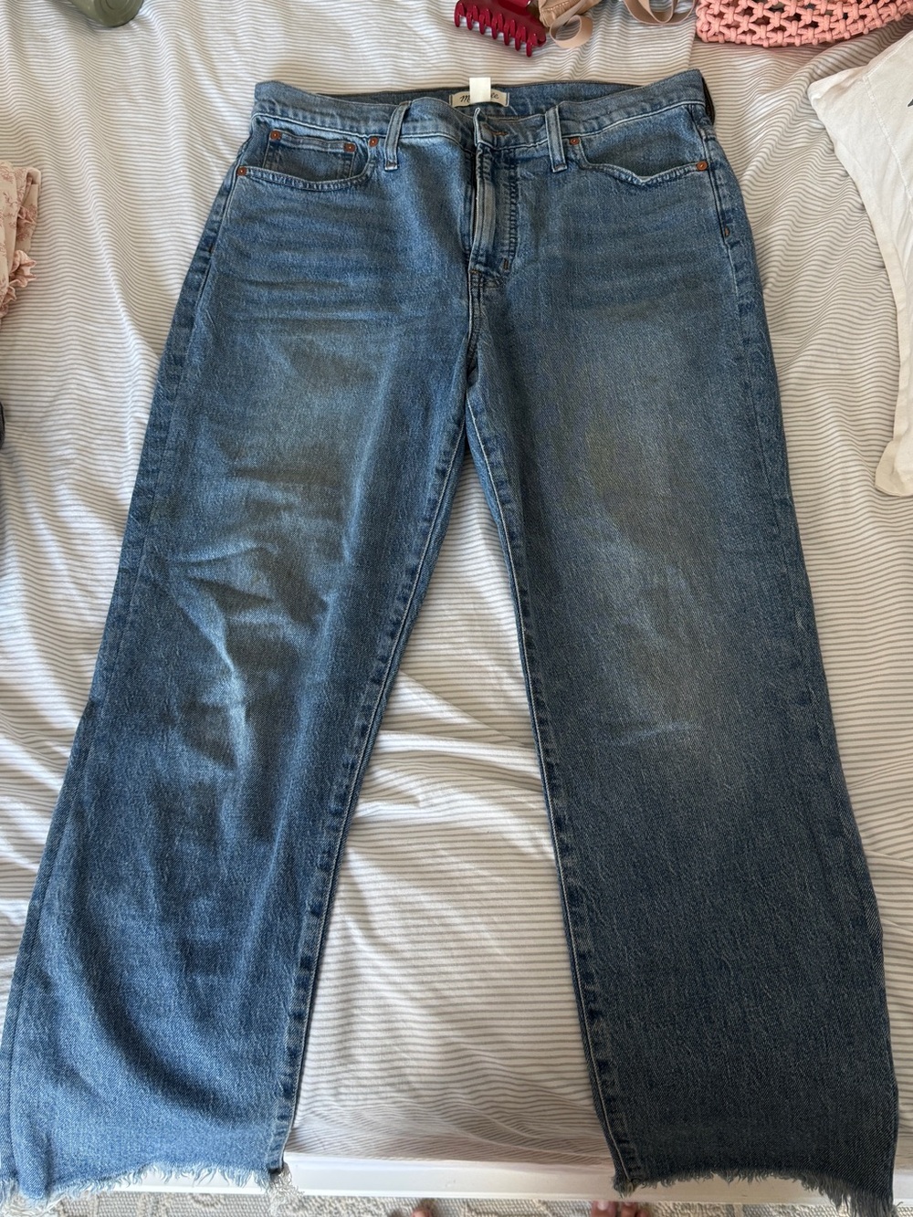 Madewell Straight Leg Jeans in Medium Blue Wash